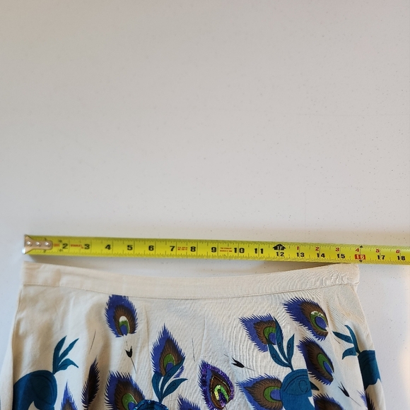Vintage Peacock A-Line Midi Skirt Sequins Embellished Size XL New Deadstock 90s - Picture 10 of 12